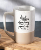 Drinking coffee praising Jesus pebble mug