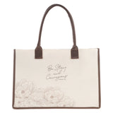 Be Strong and Courageous Cream Canvas Tote Bag