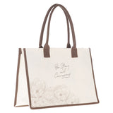 Be Strong and Courageous Cream Canvas Tote Bag