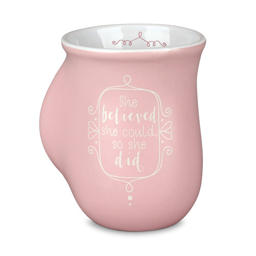 Handwarmer Mug She Believed Pink 18 Oz