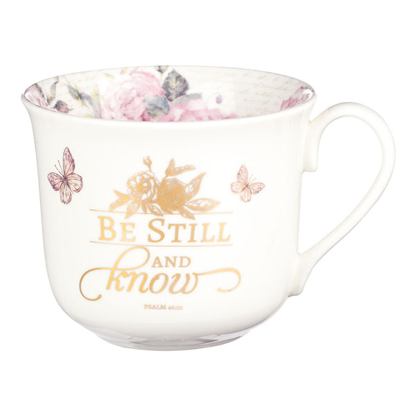 Be Still And Know Pink Butterfly (Ceramic Mug)