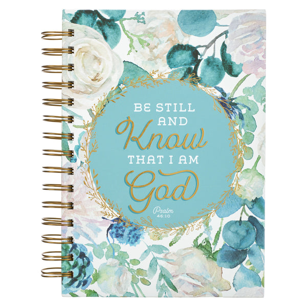 Be Still And Know Teal Large Hardcover Wire bound Journal
