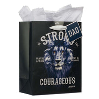 Strong and Courageous Dad Medium Gift Bag - Joshua 1:9