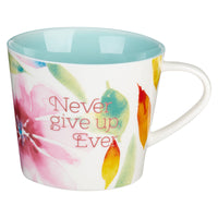 Never Give Up Pink Daisies Ceramic Coffee Mug
