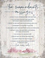 Ten Commandments for Marriage Wood Plaque