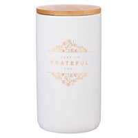 Grateful Gold and White Ceramic Gratitude Jar with Cards