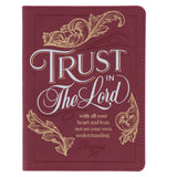 Trust in the LORD Golden Leaf Burgundy Faux Leather Handy-size Journal