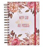 With God All Things are Possible Large Wirebound Journal- Matthew 19:26