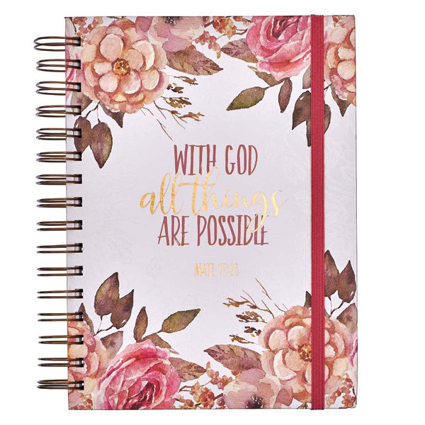 With God All Things are Possible Large Wirebound Journal- Matthew 19:26
