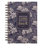 Trust in the Lord Journal Wirebound Navy Floral