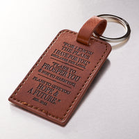 I Know the Plans Brown Faux Leather Keyring - Jeremiah 29:11