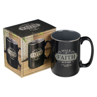 Walk By Faith Black Ceramic Coffee Mug