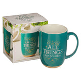 All Things are Possible Green Ceramic Coffee Mug