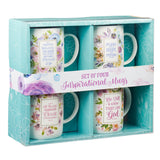 Plans Four Piece Inspirational Floral Mug Set