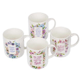 Plans Four Piece Inspirational Floral Mug Set