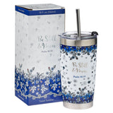 Be Still & Know Blue Floral Stainless Steel Travel Mug