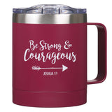 Be Strong & Courageous Very Berry Camp Style Stainless Steel Mug - Joshua 1:9