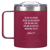 Be Strong & Courageous Very Berry Camp Style Stainless Steel Mug - Joshua 1:9