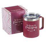 Be Strong & Courageous Very Berry Camp Style Stainless Steel Mug - Joshua 1:9