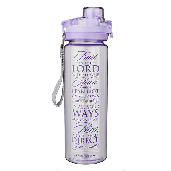 Purple Trust in the Lord Plastic Water Bottle - Proverbs 3:5-6